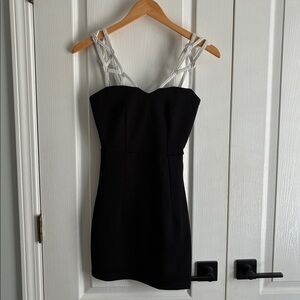 Black Mini Rope Shoulder Dress